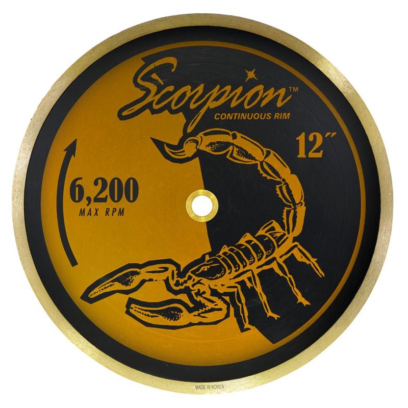 Scorpion Continuous Rim Wet Diamond Tile Blade, 12"