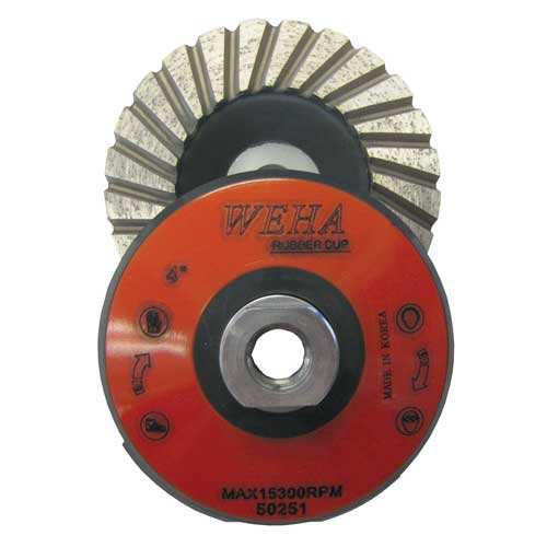 Weha Rubber Diamond Cup Wheel, 4", Medium