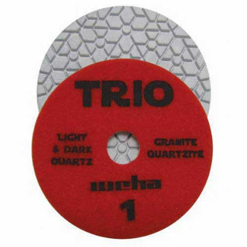 Weha Trio 3-Step Wet White Hybrid Polishing Pad, Red, 4", Step 1
