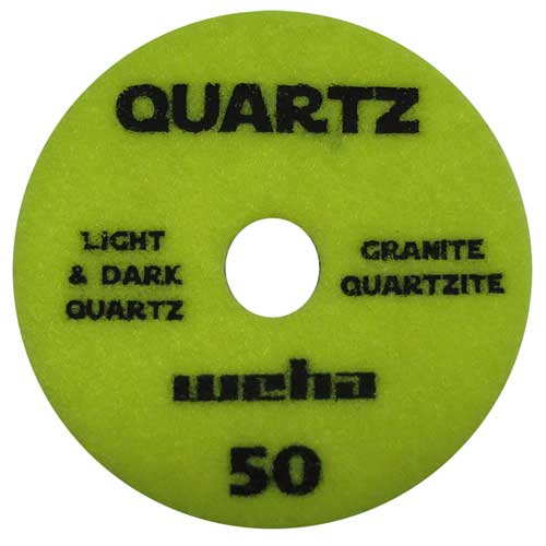 Weha 7-Step Quartz Diamond Polishing Pad, Light Green, 4", 50 Grit