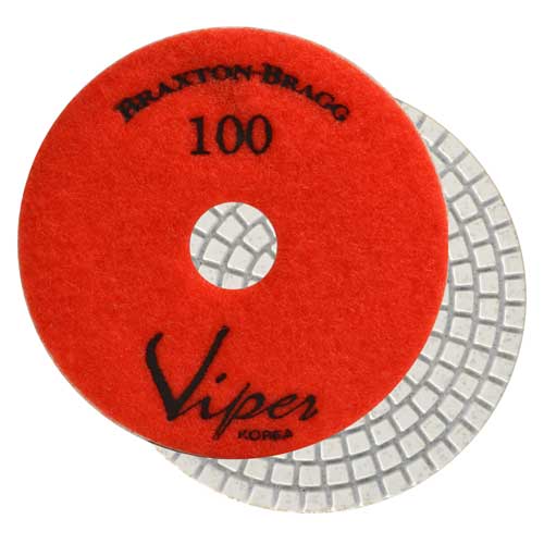 Viper White Resin Wet 7-Step Polishing Pad 4", Red, 100 Grit