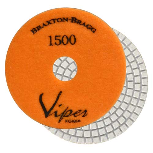 Viper White Resin Wet 7-Step Polishing Pad 4", Orange, 1500 Grit