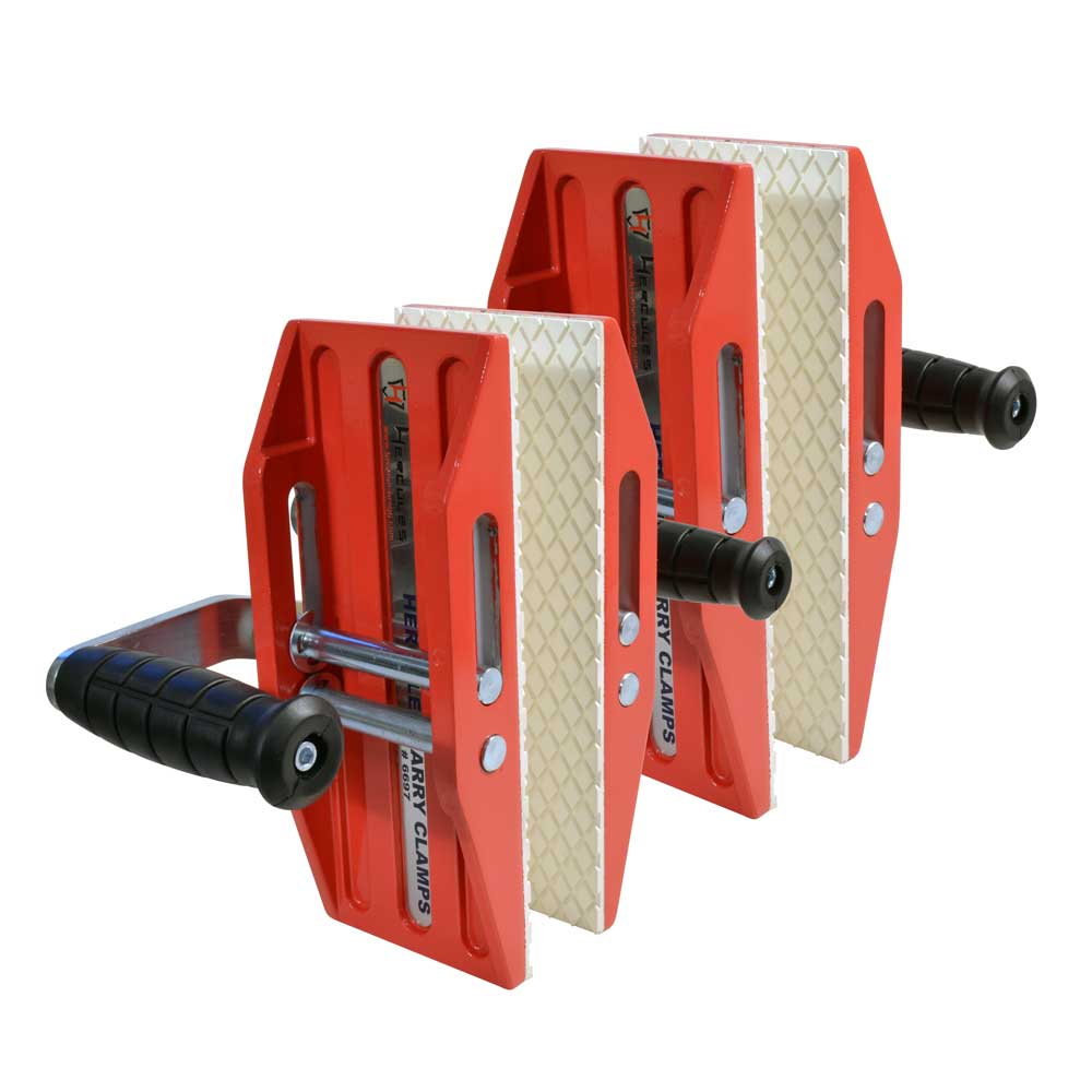 Hercules Carry Clamps, 1 Pair, Red With White Rubber
