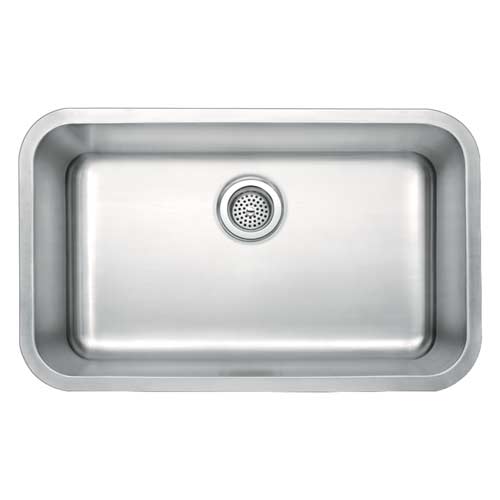 Envy Stainless Steel Sink, 18 Gauge, Large Single Bowl, 29-3/4" (L) x 18" (H) x 9" (D)