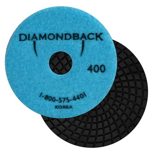 Diamondback 7-Step Diamond Granite, Marble, ES, Wet Polishing Pad, 4", 400 Grit