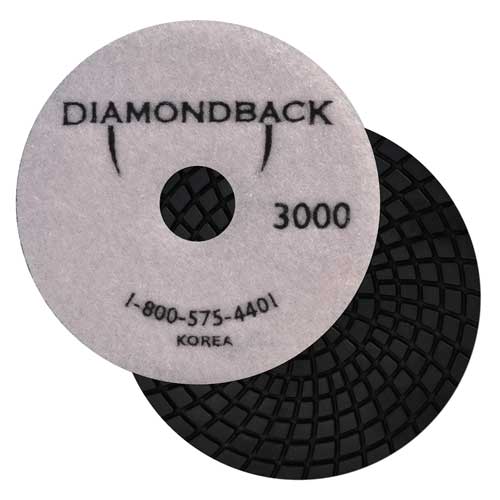 Diamondback 7-Step Diamond Granite, Marble, ES, Wet Polishing Pad, 4", 3000 Grit