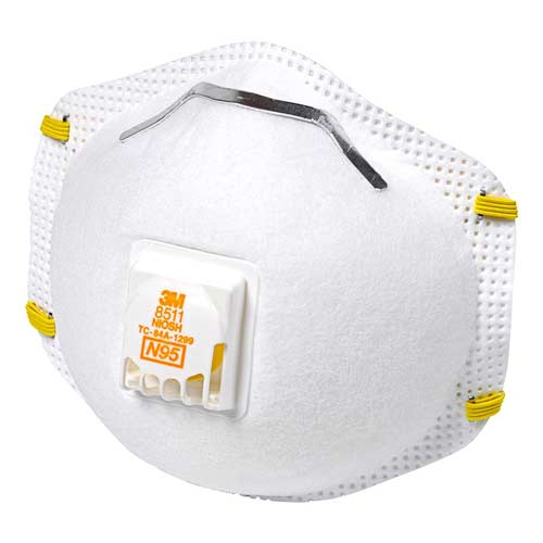 3M 8511 N95 Dust Respirator Masks, Box 10, Cool Flow Valve Non Medical