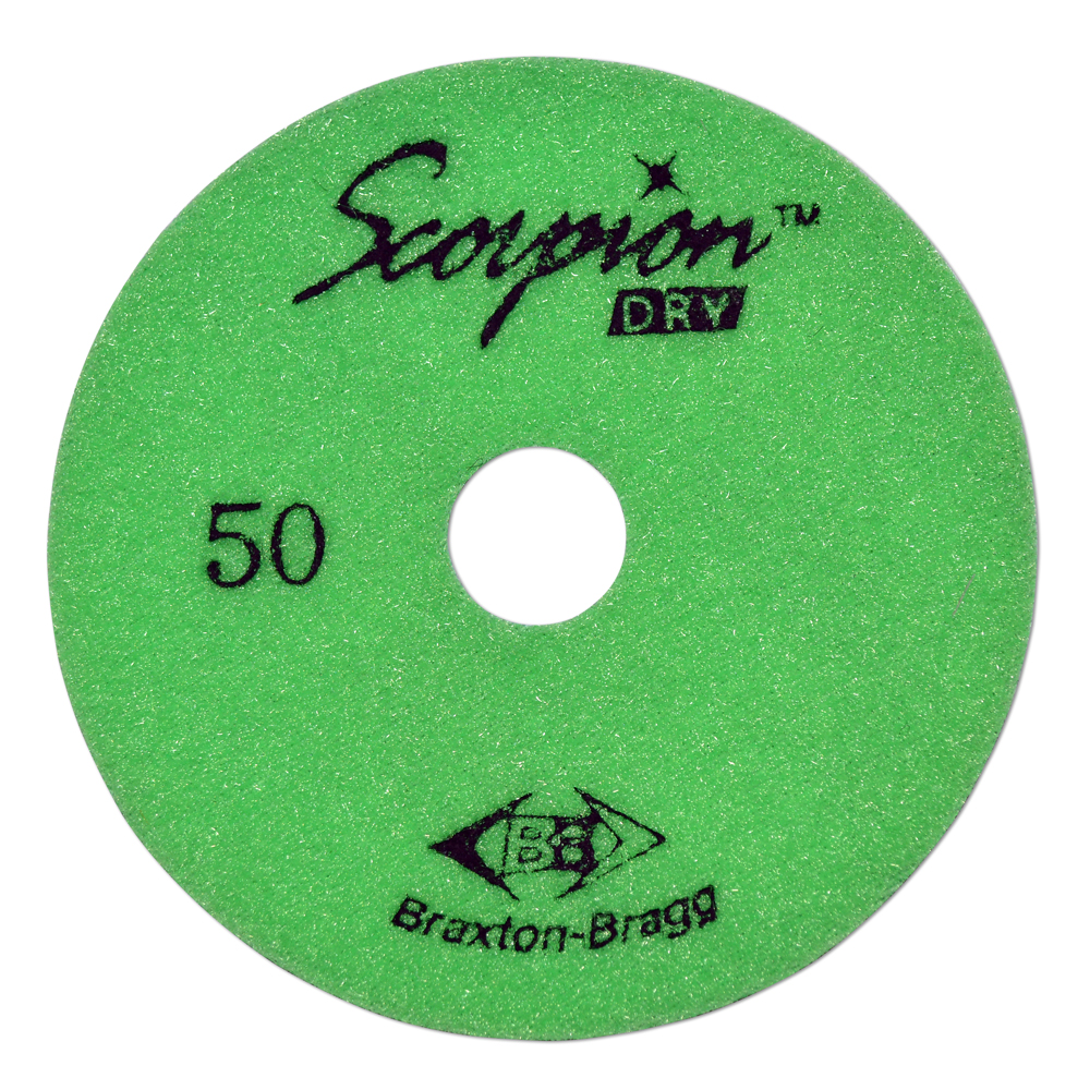 Scorpion 7-Step Diamond Granite Dry Polishing Pad, 4", 50 Grit