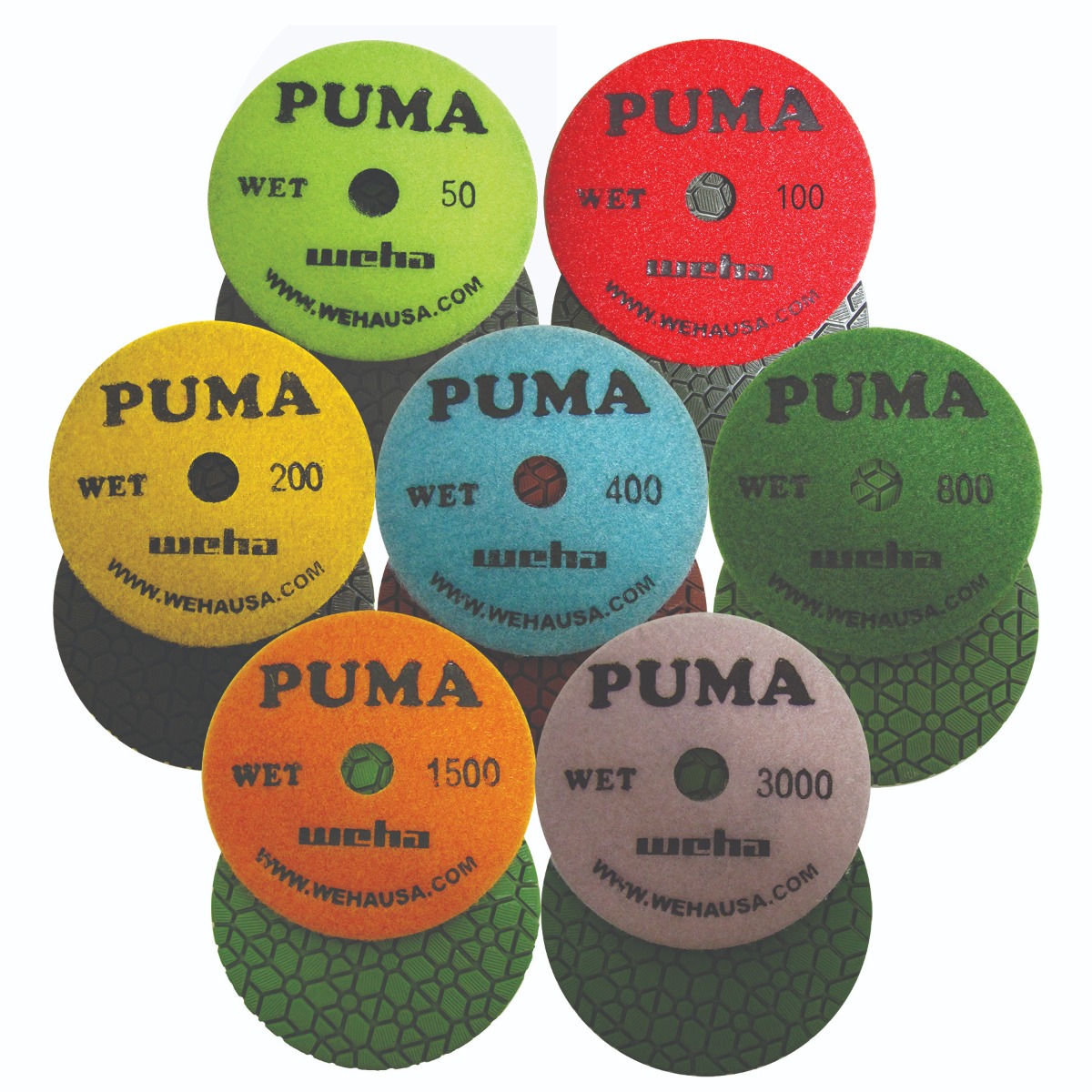 Weha Puma Wet / Set of 7, 4" 50-3000 Grit