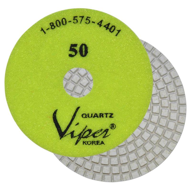 Viper 7-Step Quartz Diamond Wet Polishing Pad, 4", 50 Grit