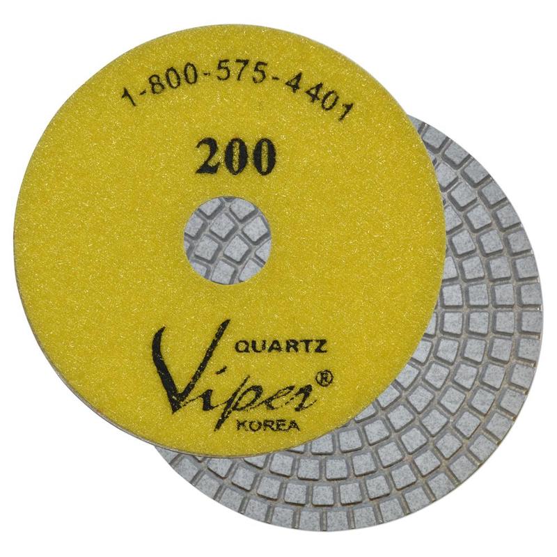 Viper 7-Step Quartz Diamond Wet Polishing Pad, 4", 200 Grit