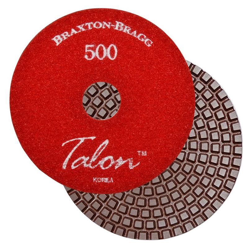 Talon 7-Step 4"x 4mm Diamond Edge Granite Wet Polishing Pad, 500 Grit