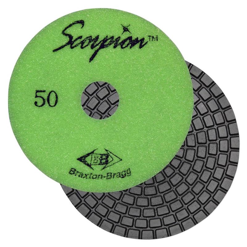 Scorpion 7-Step Diamond Granite Wet Polishing Pad, 4", 50 Grit