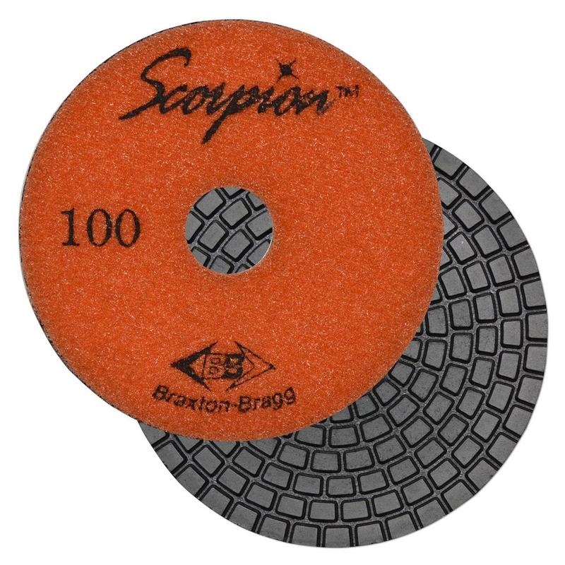Scorpion 7-Step Diamond Granite Wet Polishing Pad, 4", 100 Grit