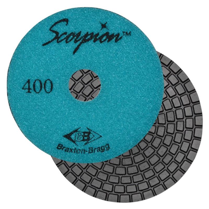 Scorpion 7-Step Diamond Granite Wet Polishing Pad, 4", 400 Grit